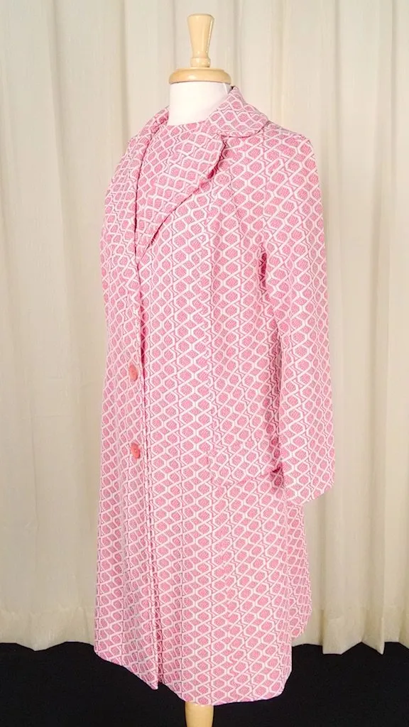 1960s Artsy Pink Dress w Coat