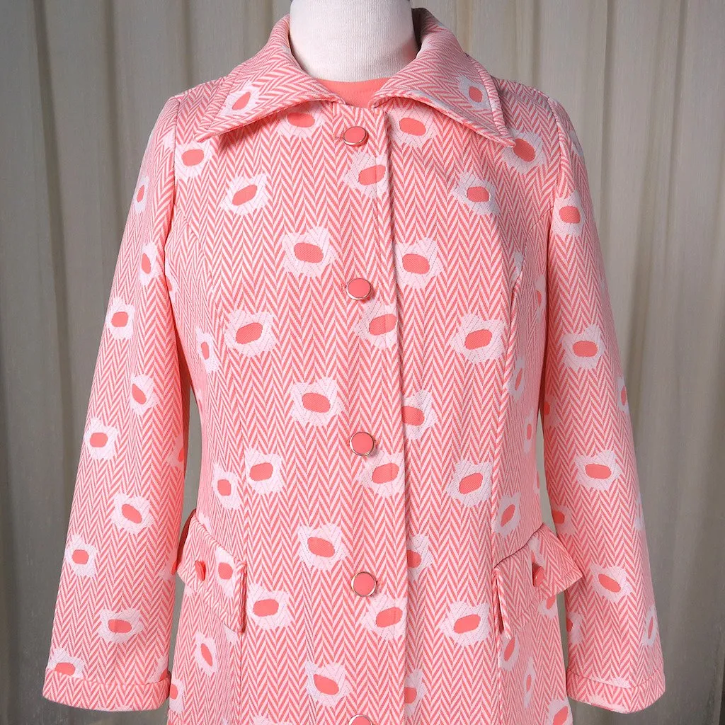 1960s Coral Floral Dress & Coat