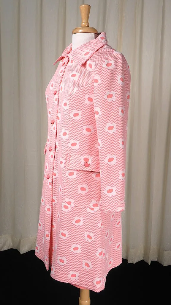 1960s Coral Floral Dress & Coat