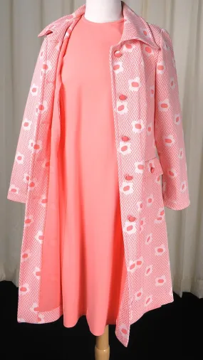 1960s Coral Floral Dress & Coat