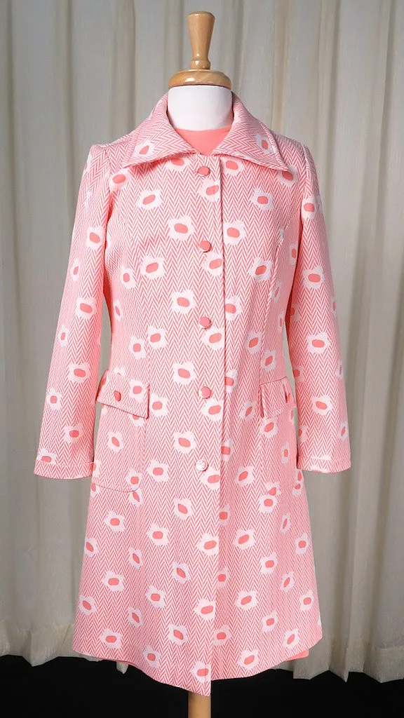 1960s Coral Floral Dress & Coat