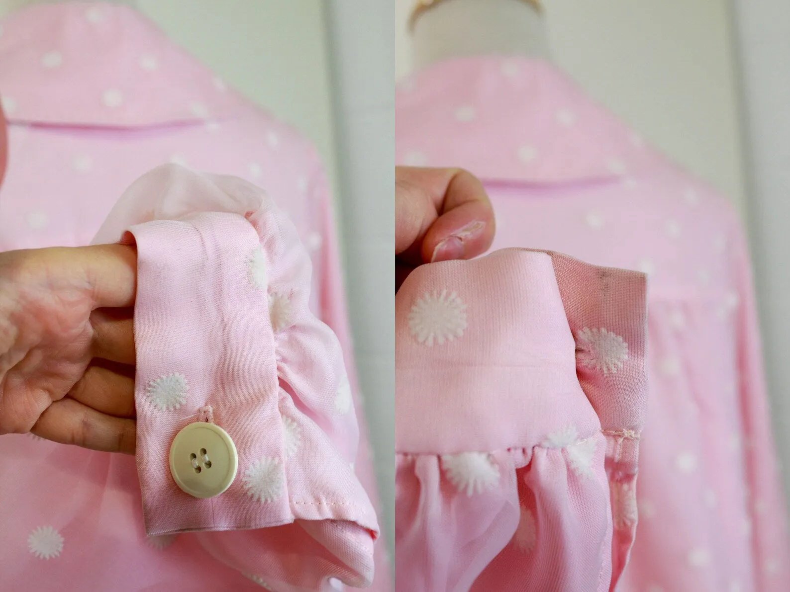 1960s-Style Pink Flower Shop Coat, Pinky's Uniform from Hairspray, Movie Costume, Embroidered P Initial