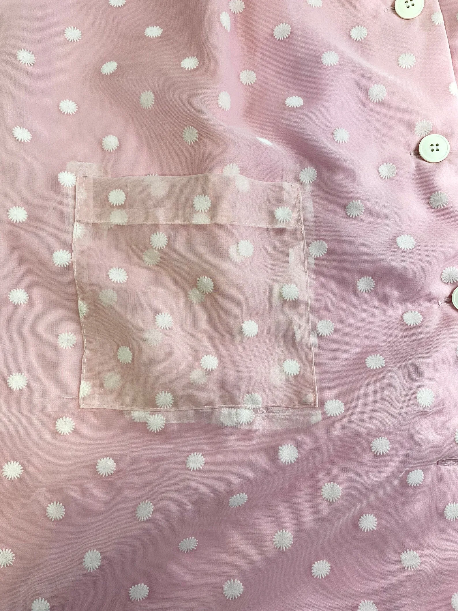 1960s-Style Pink Flower Shop Coat, Pinky's Uniform from Hairspray, Movie Costume, Embroidered P Initial