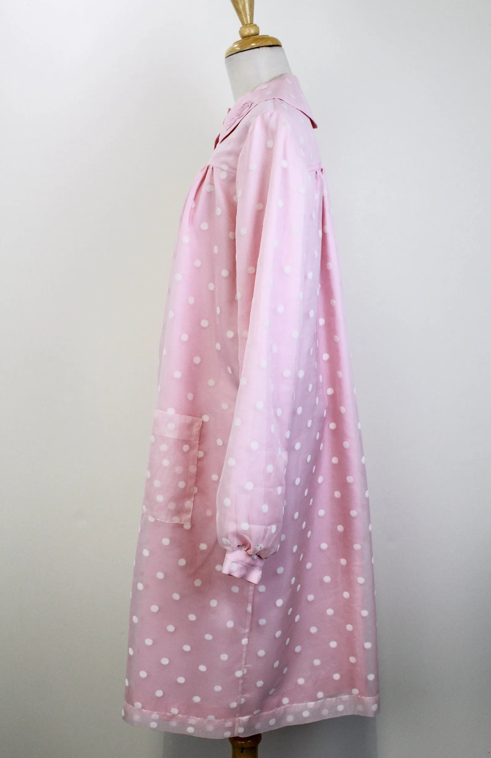 1960s-Style Pink Flower Shop Coat, Pinky's Uniform from Hairspray, Movie Costume, Embroidered P Initial