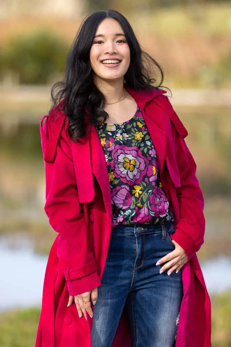 Amara Cord Cotton Trench Pink
