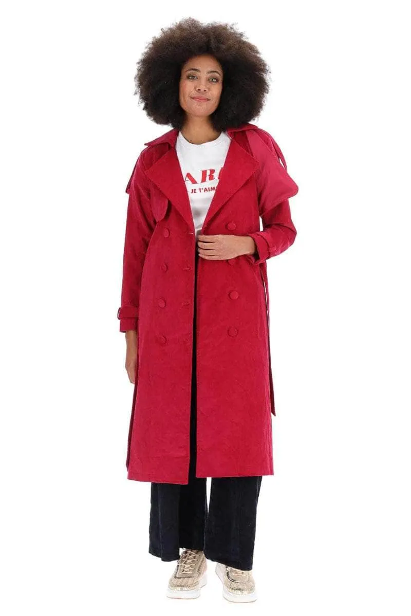 Amara Cord Cotton Trench Pink