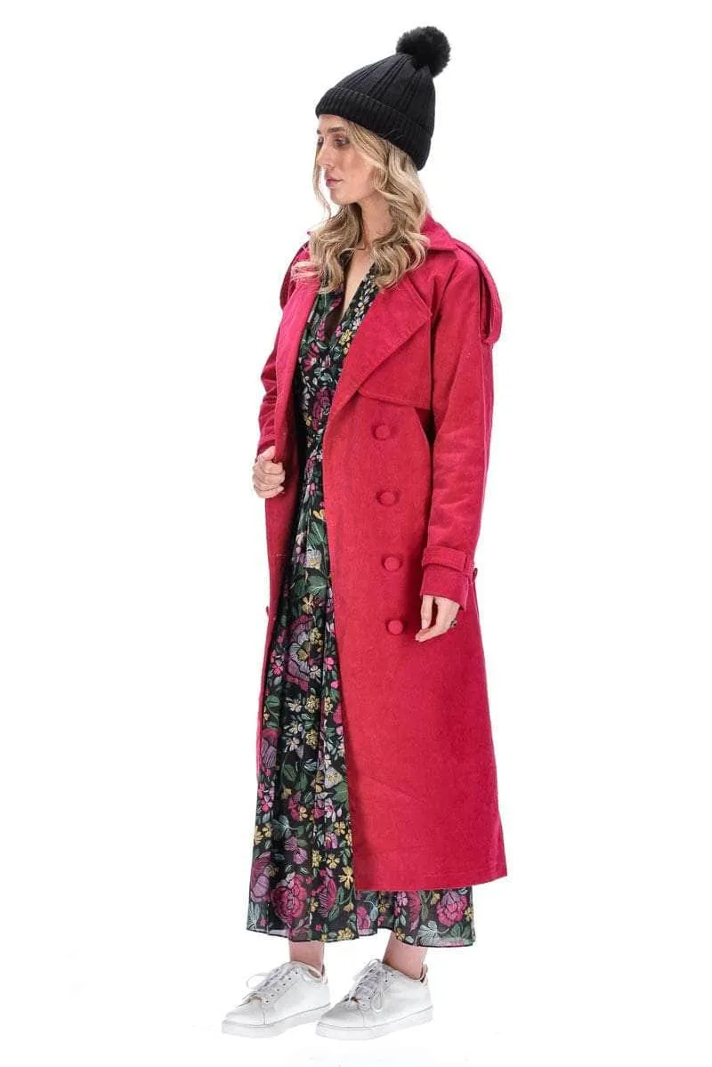 Amara Cord Cotton Trench Pink