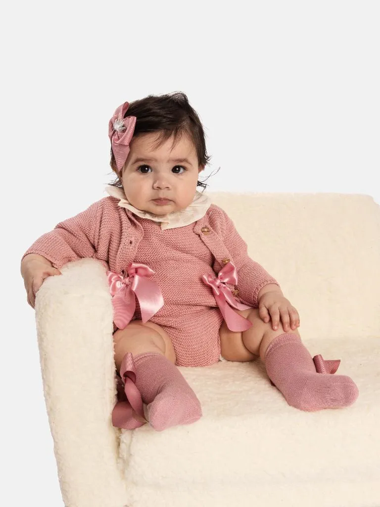 Baby Girl Emmeline Collection 2-piece Knitted Set-Dusty Pink