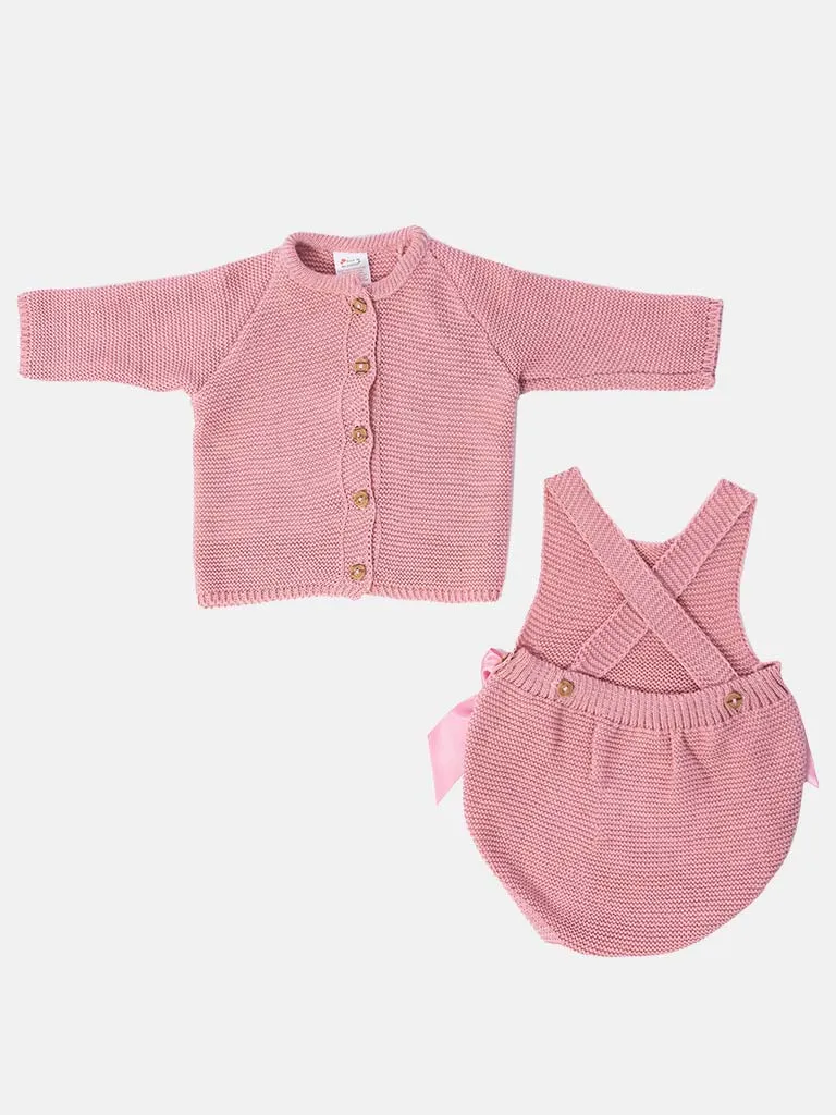 Baby Girl Emmeline Collection 2-piece Knitted Set-Dusty Pink
