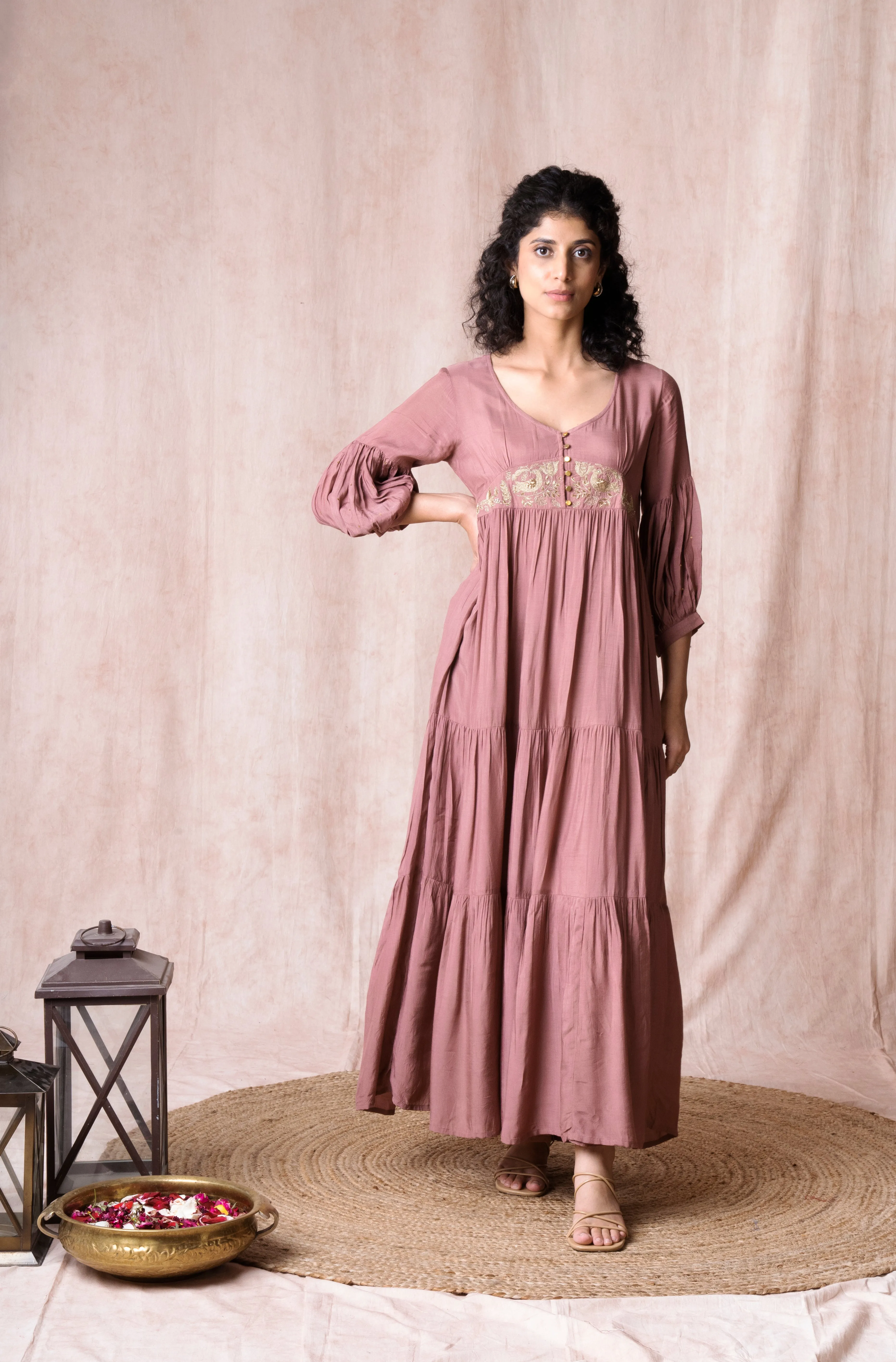 Bhargavi Rose Pink Muslin Dress