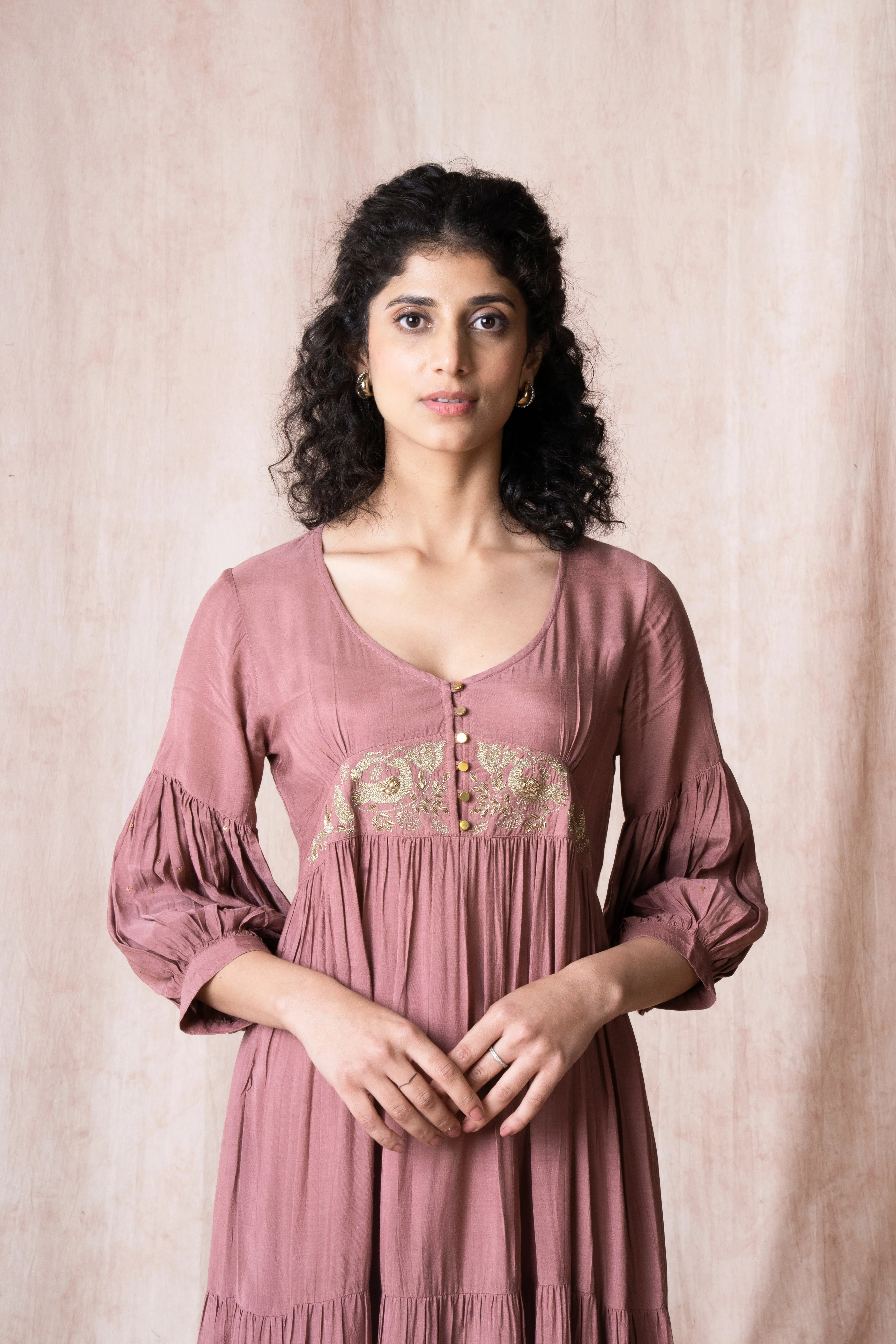 Bhargavi Rose Pink Muslin Dress