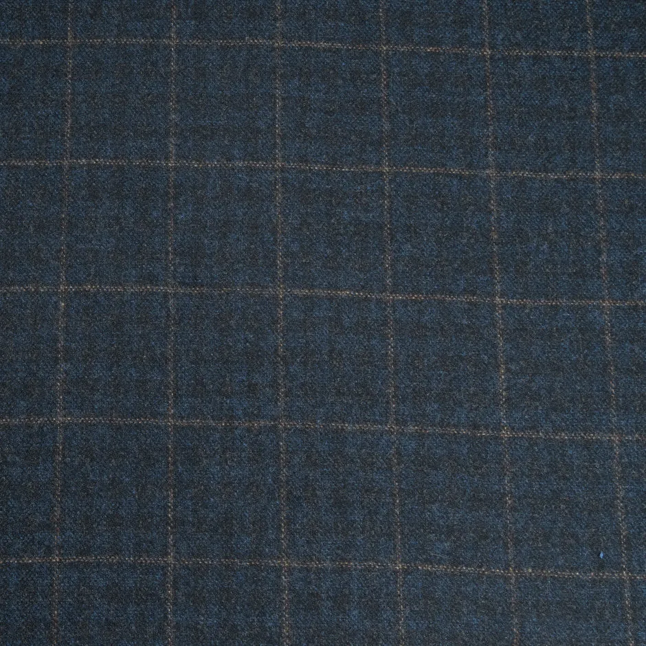Blue & Grey Checkered Wool & Cashmere Blend Suiting