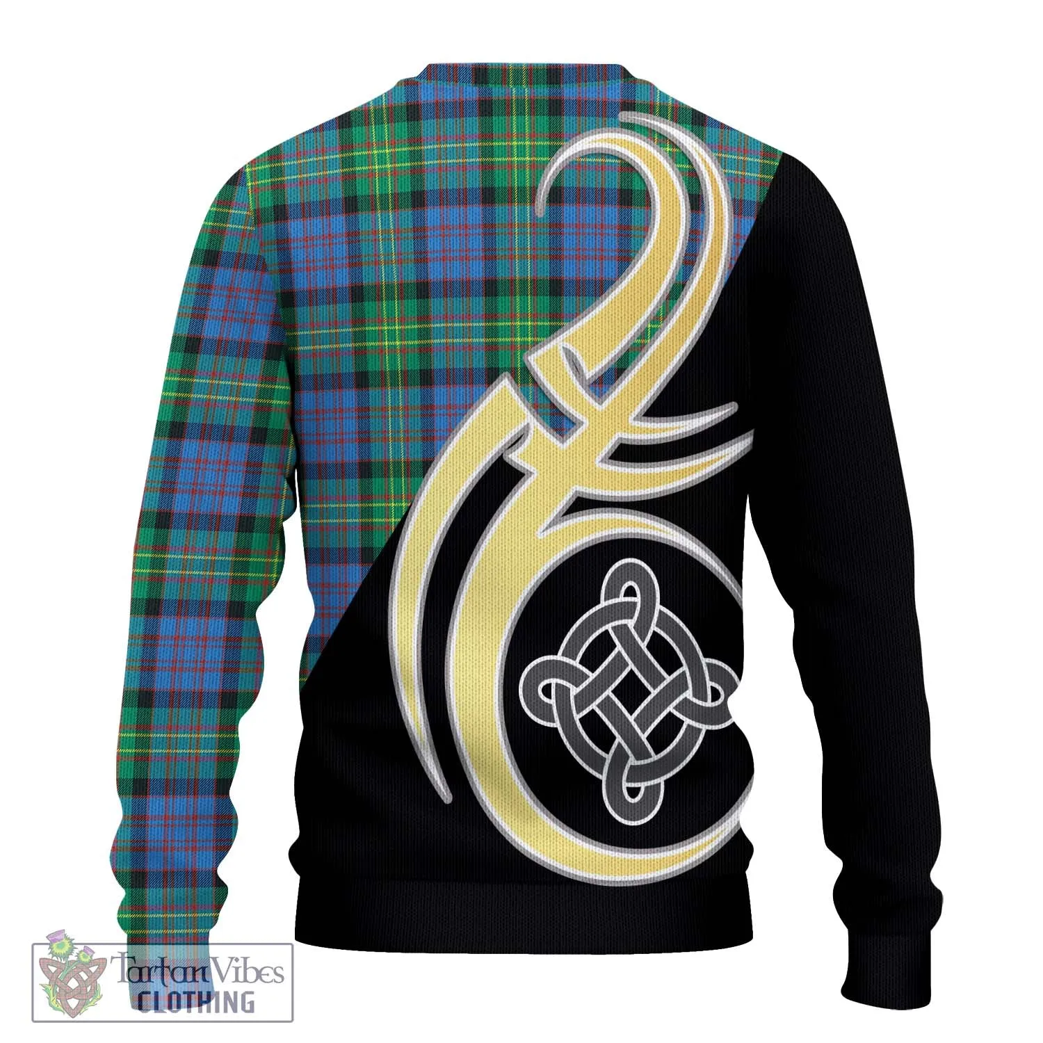 Bowie Ancient Tartan Ugly Sweater with Family Crest and Celtic Symbol Style