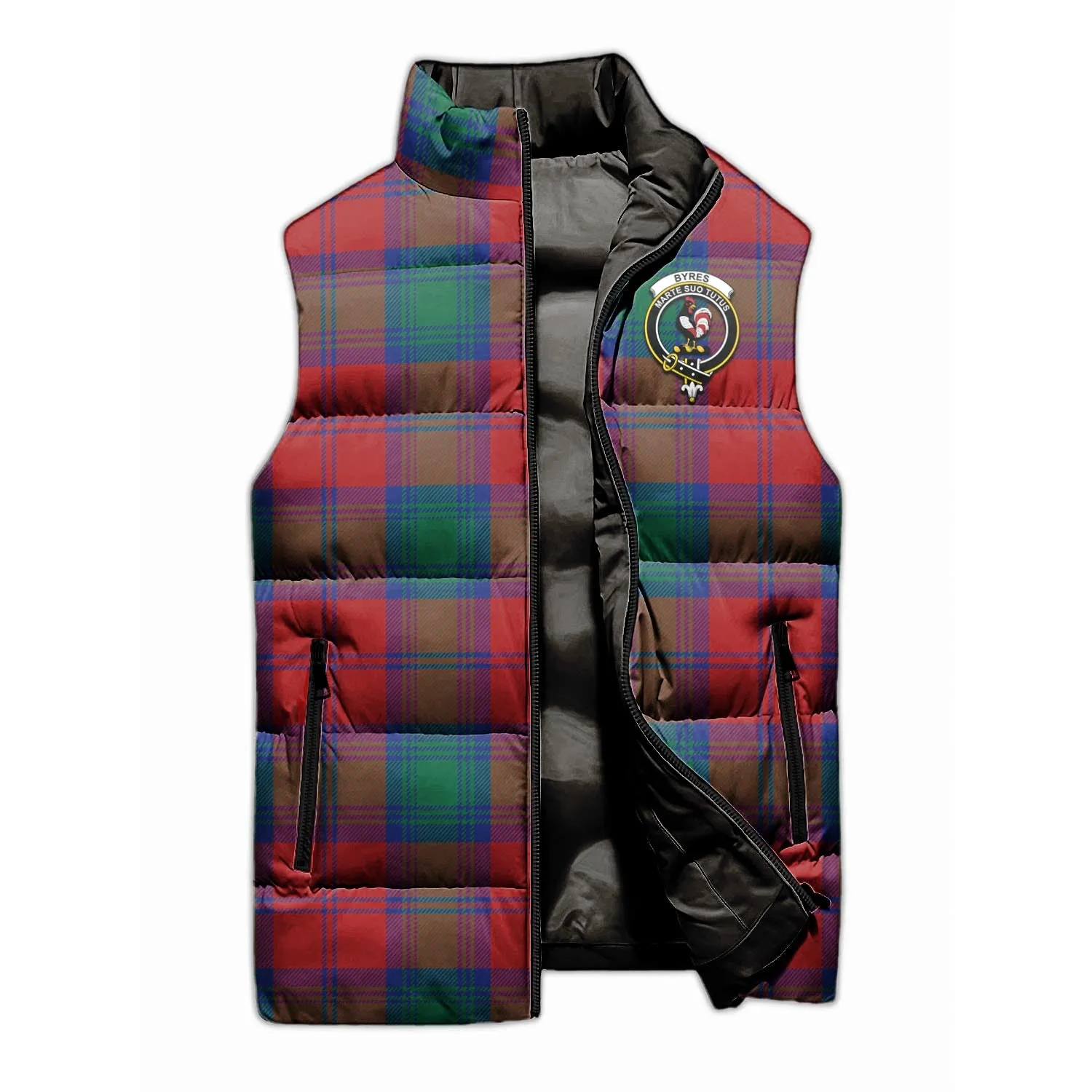 Byres (Byses) Tartan Sleeveless Puffer Jacket with Family Crest