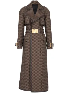 Chicmy-HIGH STREET Newest 2025 Fall Winter Designer Coat Women's Belted Monogram Jacquard Trench Overcoat