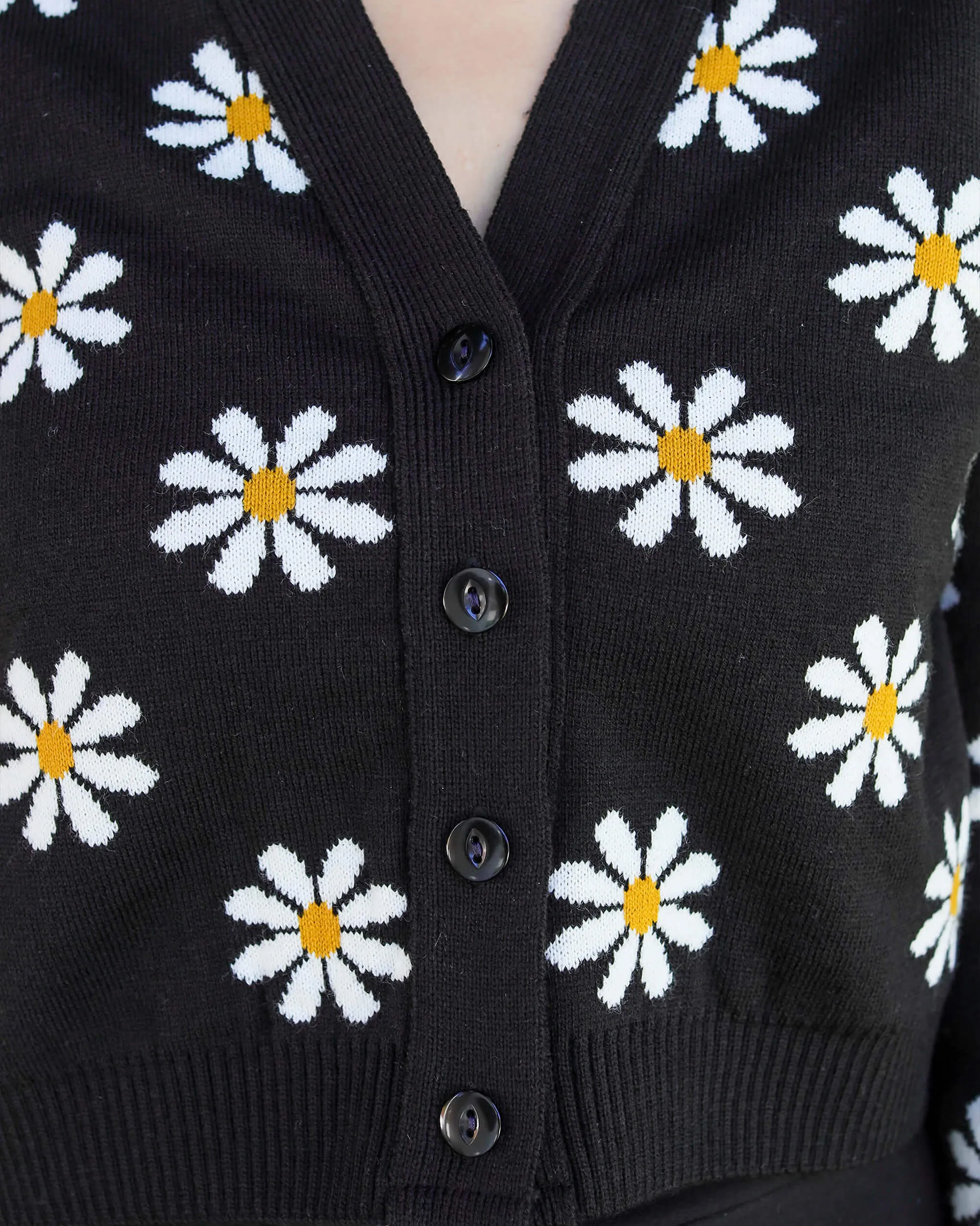Daisy Chain Black Cropped Cardigan