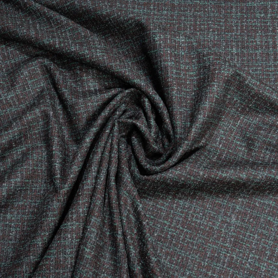 Dark Bordeaux & Green Wool, Silk & Cashmere Blend