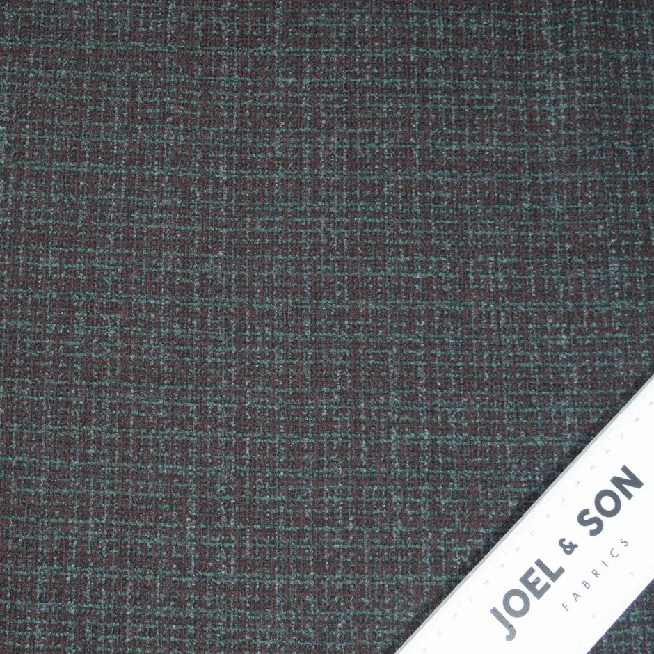 Dark Bordeaux & Green Wool, Silk & Cashmere Blend