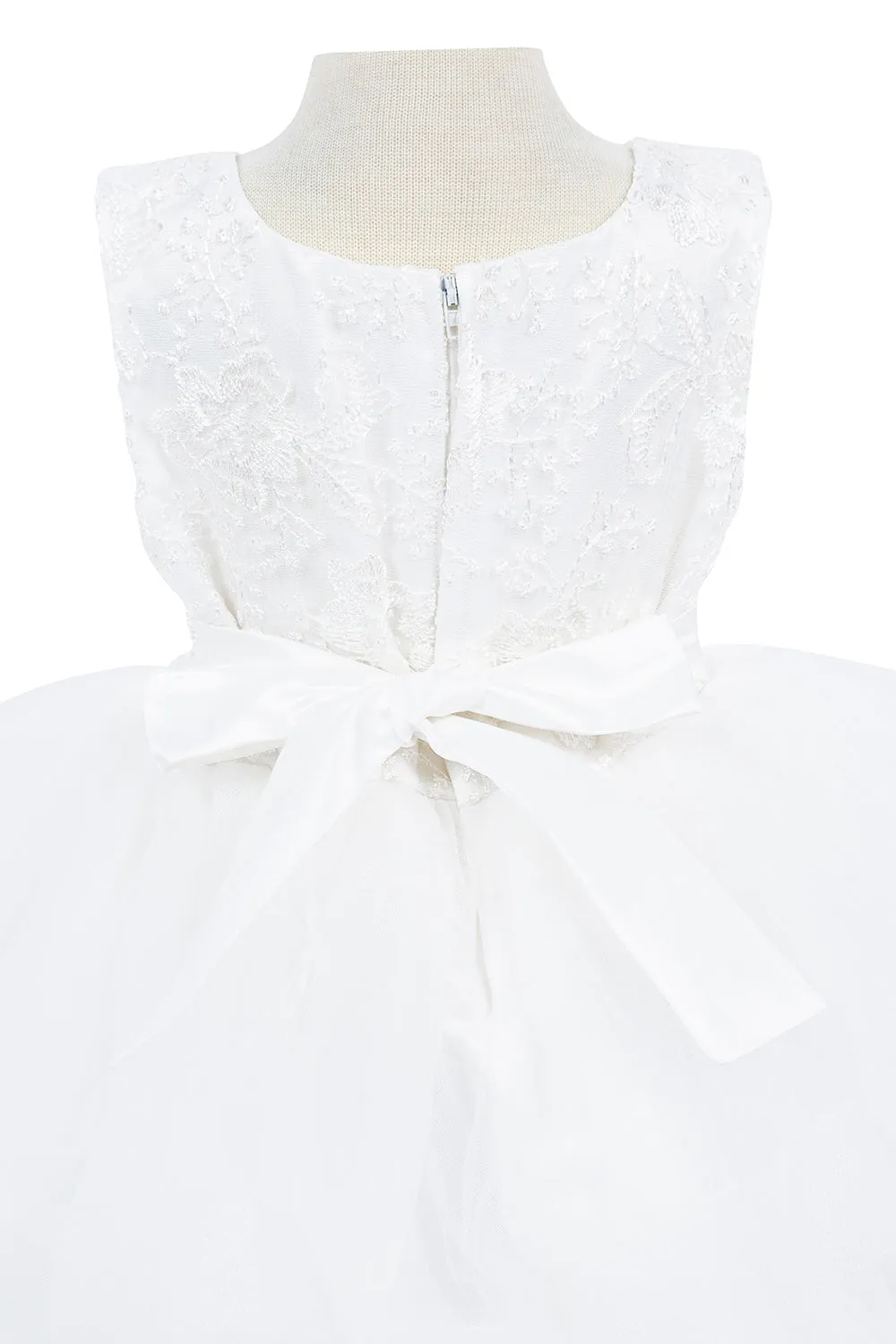 Elegant Sleeveless Lace with Faux Flower Baby Dress by Cinderella Couture USA AS9138B