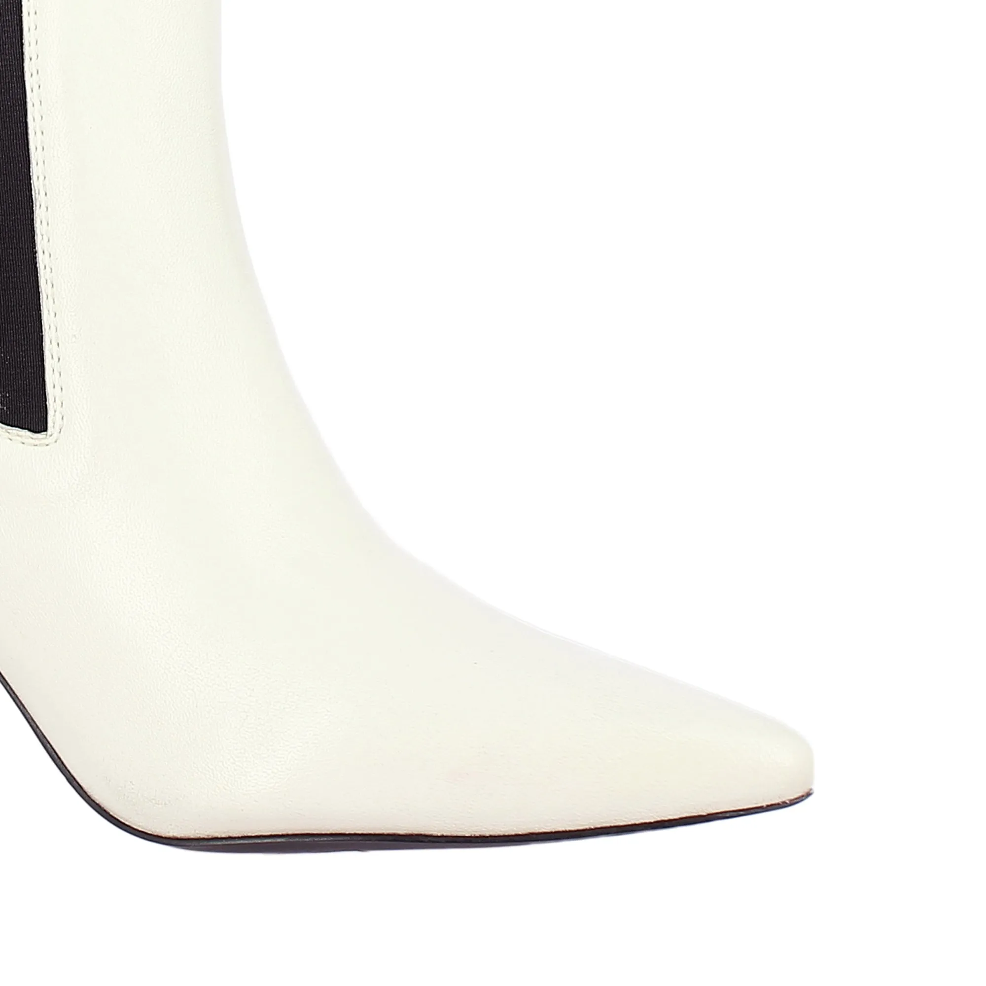 Elliana Off White Leather Block Heel Boots
