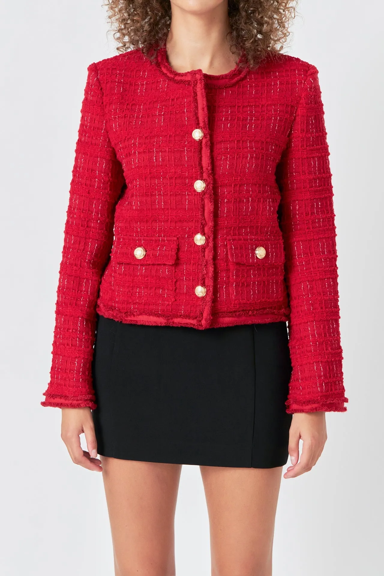 Endless Rose - Tweed Buttoned Blazer