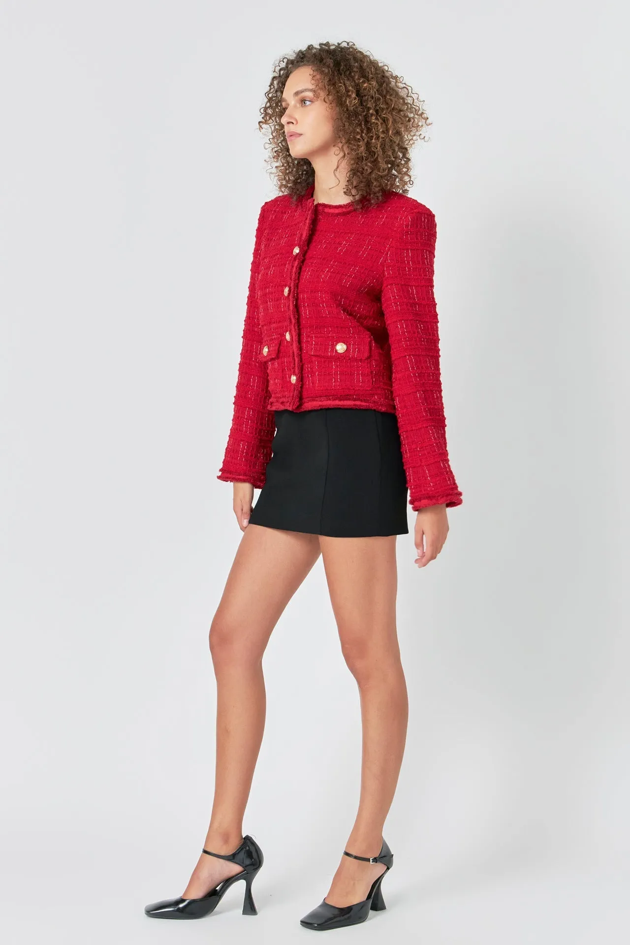 Endless Rose - Tweed Buttoned Blazer