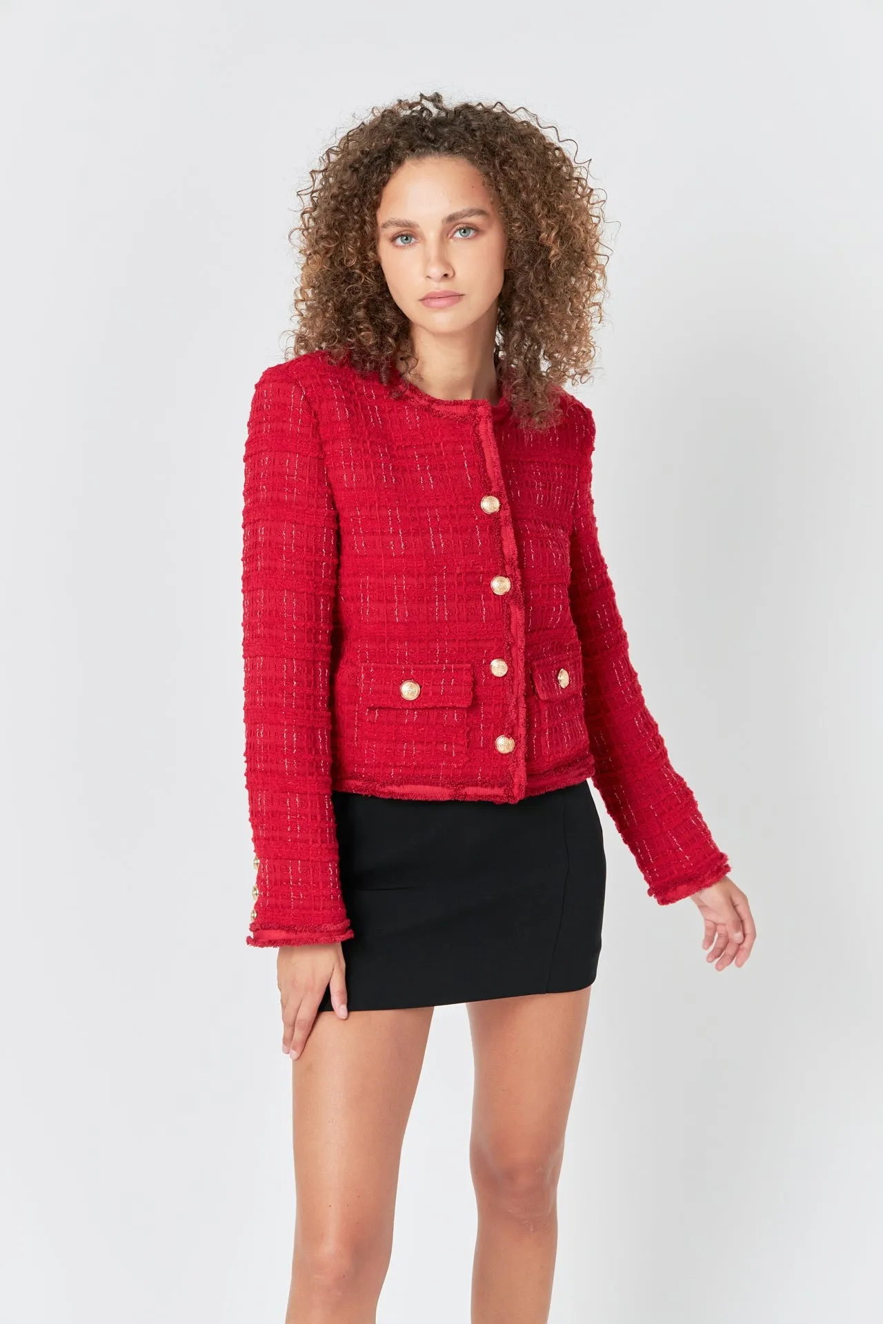 Endless Rose - Tweed Buttoned Blazer