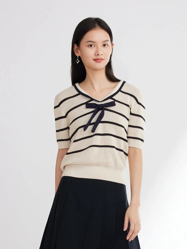 EP YAYING Navy Collar Knit Sweater