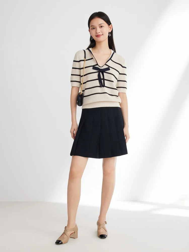 EP YAYING Navy Collar Knit Sweater