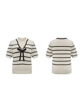 EP YAYING Navy Collar Knit Sweater
