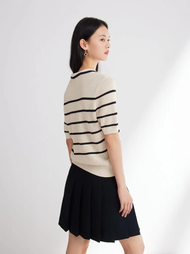 EP YAYING Navy Collar Knit Sweater
