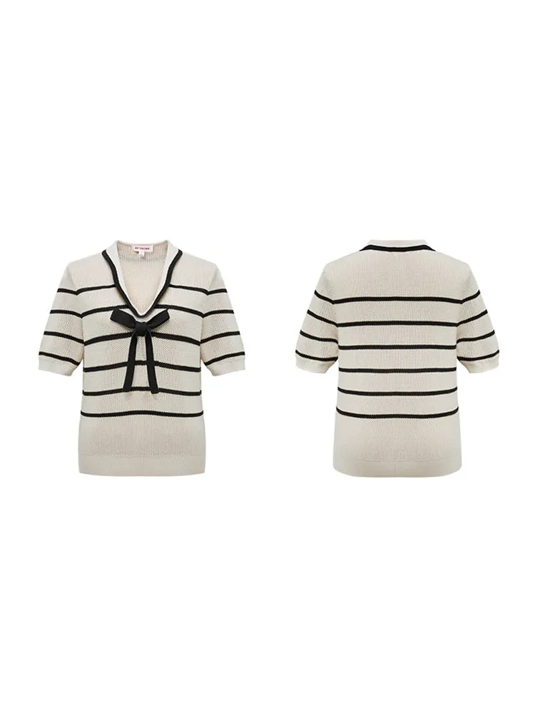 EP YAYING Navy Collar Knit Sweater