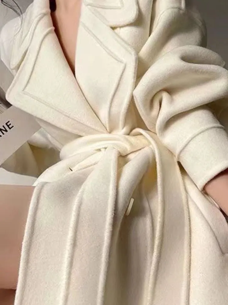 Fashion New Women Elegant Casual Woolen Coat Vintage Loose Solid Chic Fall Winter Outerwear Overcoat Female Clothes Warm Cloak