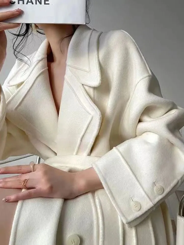 Fashion New Women Elegant Casual Woolen Coat Vintage Loose Solid Chic Fall Winter Outerwear Overcoat Female Clothes Warm Cloak