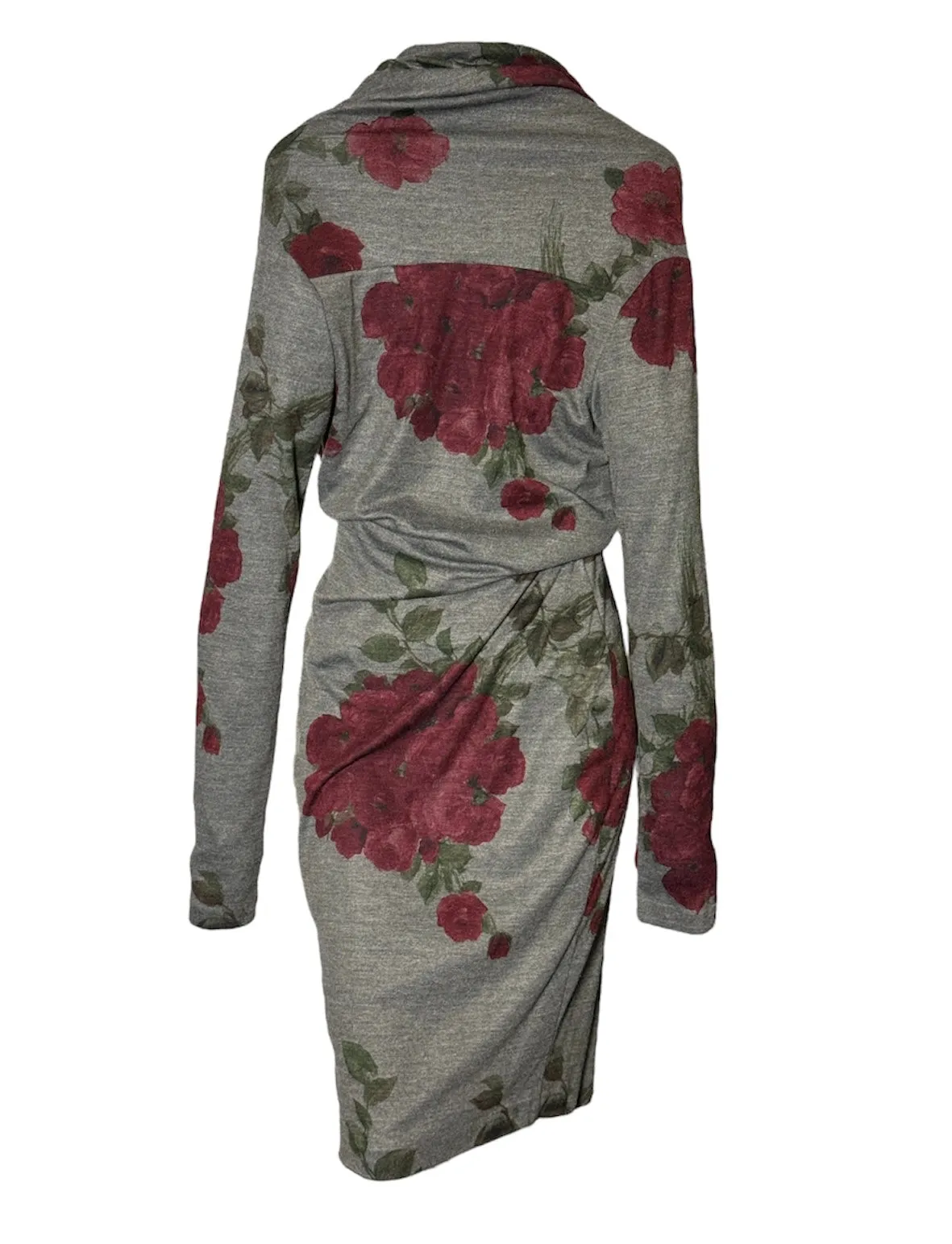 Floral Jersey Dress with Shawl Neckline
