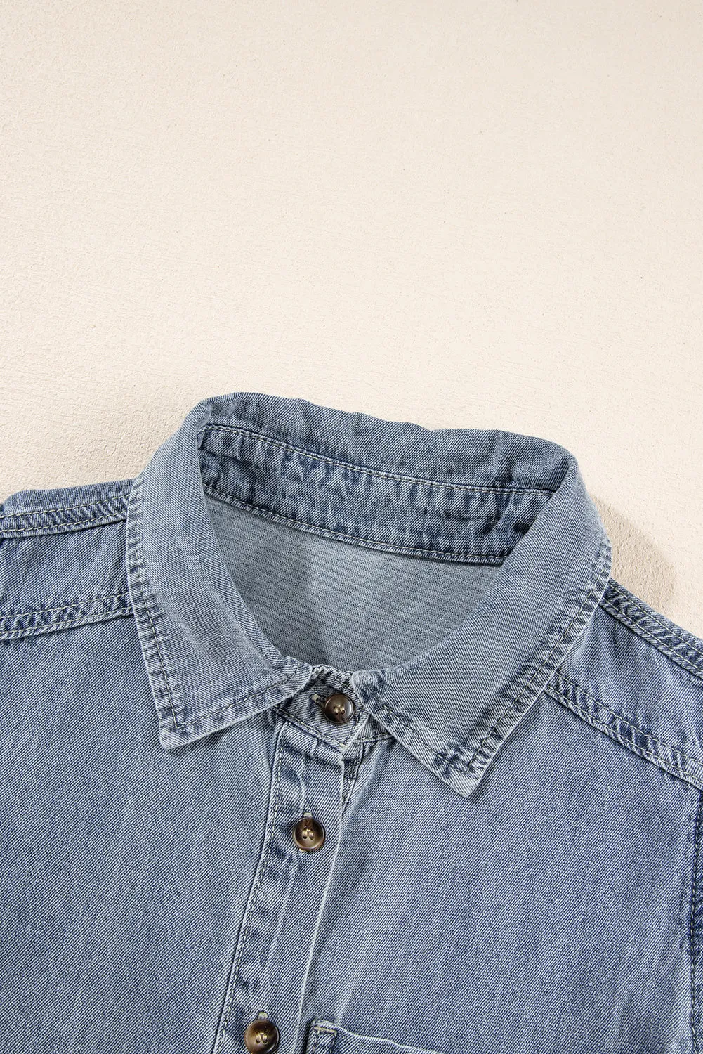 Gothic Outlaws Beau Blue Frayed Layered Ruffle Sleeve Denim Blouse