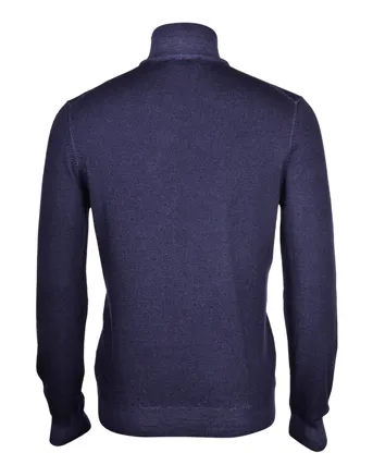 Gran Sasso Full Zip Vintage Wash Sweater Navy