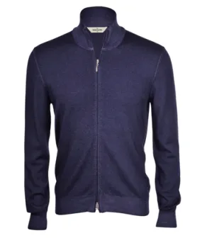 Gran Sasso Full Zip Vintage Wash Sweater Navy