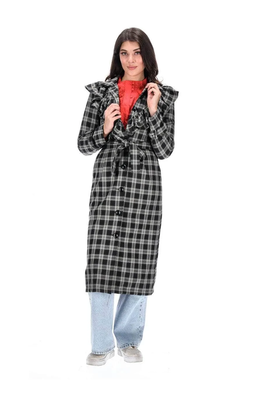 Hailey Tartan Trench