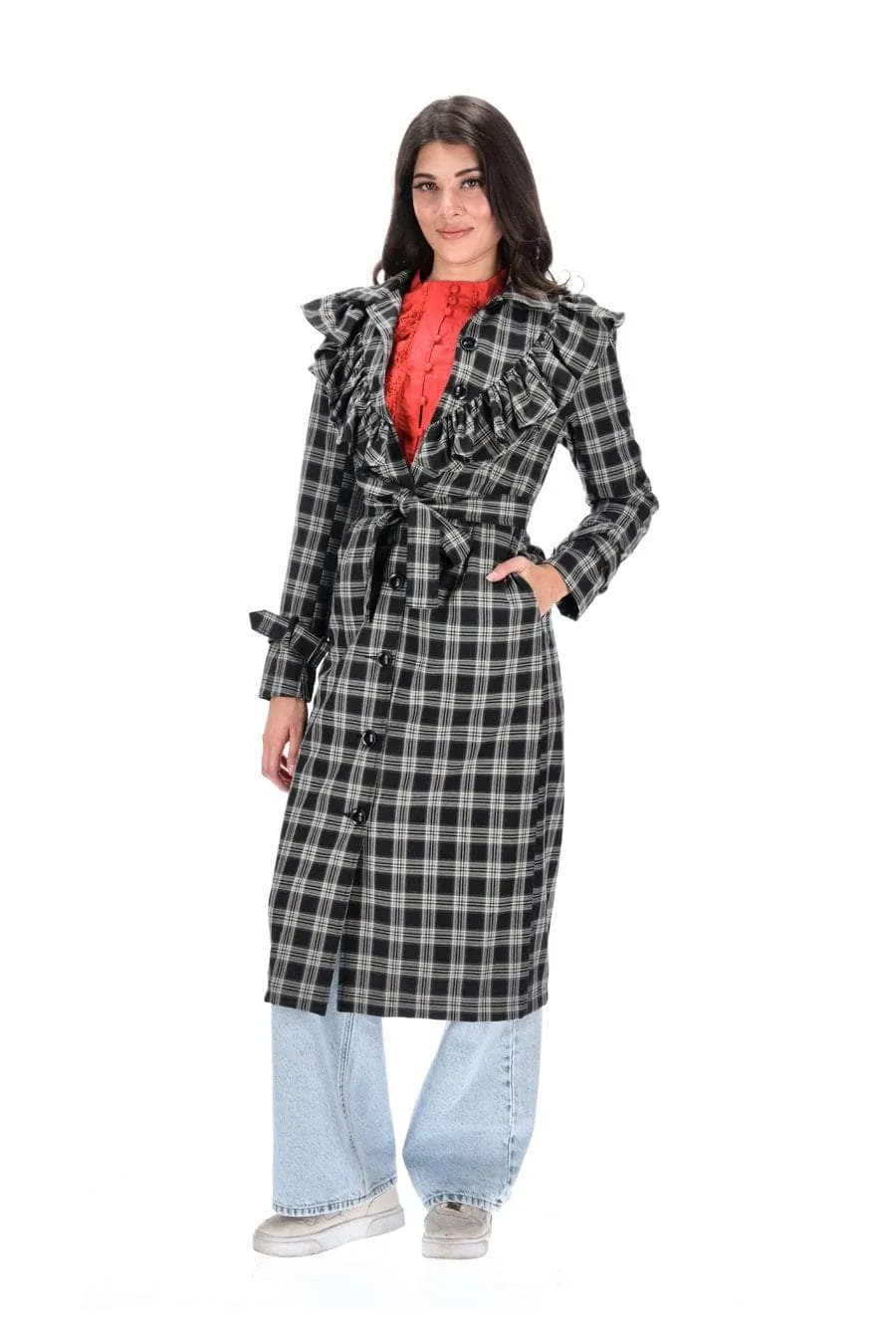 Hailey Tartan Trench