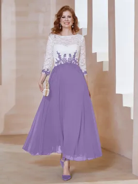 Illusion Neckline Applique Long Sleeves Dress Tahiti
