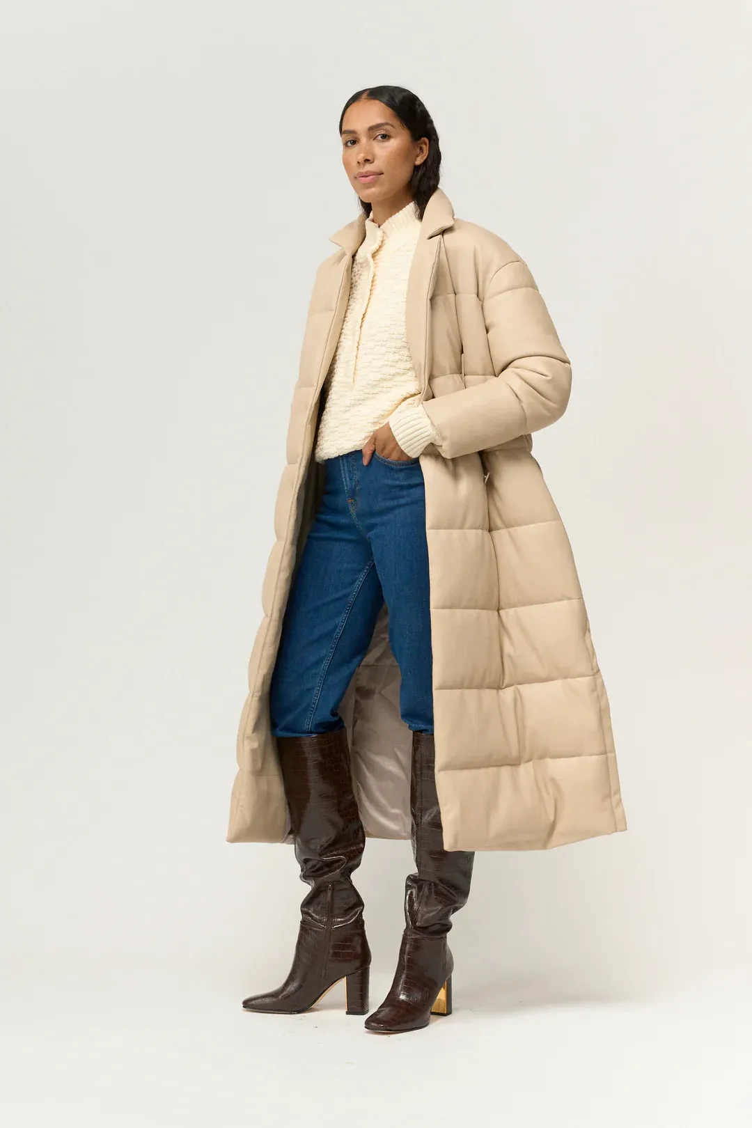 Jules Faux Down Jacket Chalk Beige