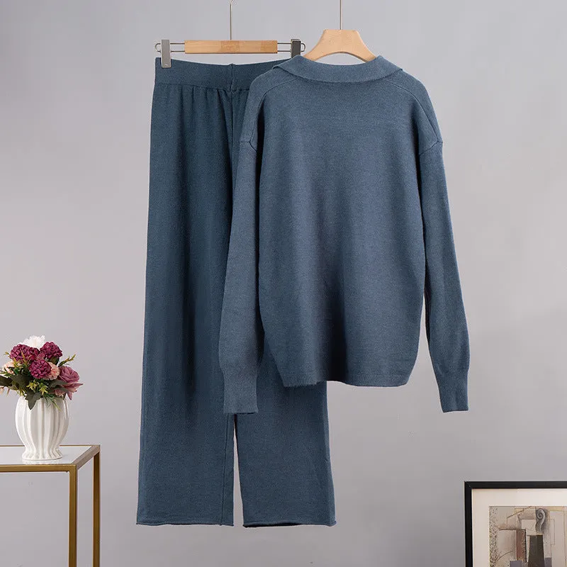 Kate Polo Neck Sweater & Wide Leg Pants Knitted Outfit