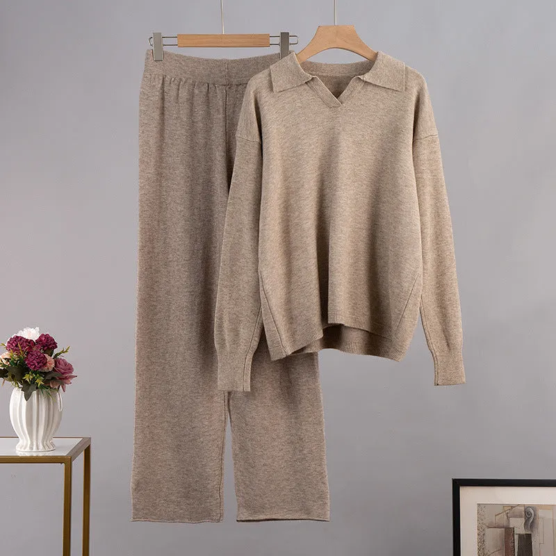 Kate Polo Neck Sweater & Wide Leg Pants Knitted Outfit