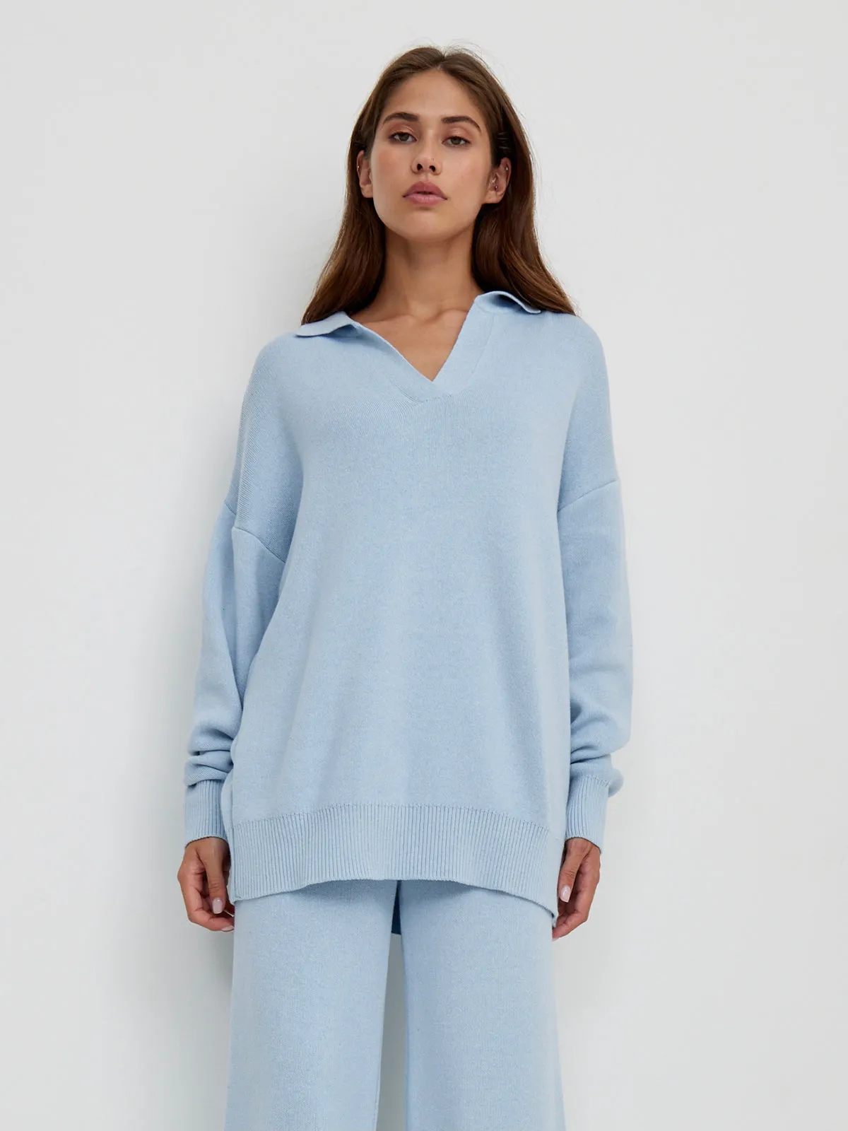 Kate Polo Neck Sweater & Wide Leg Pants Knitted Outfit