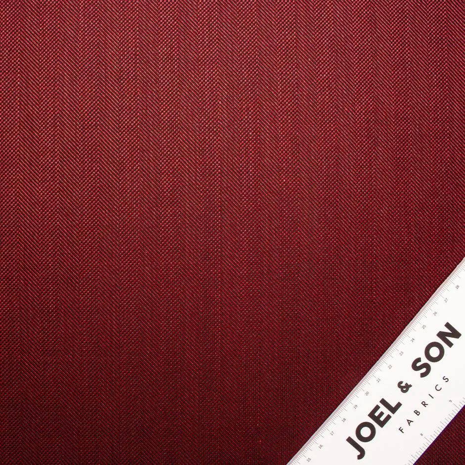 Maroon Wool & Silk Blend Herringbone Suiting