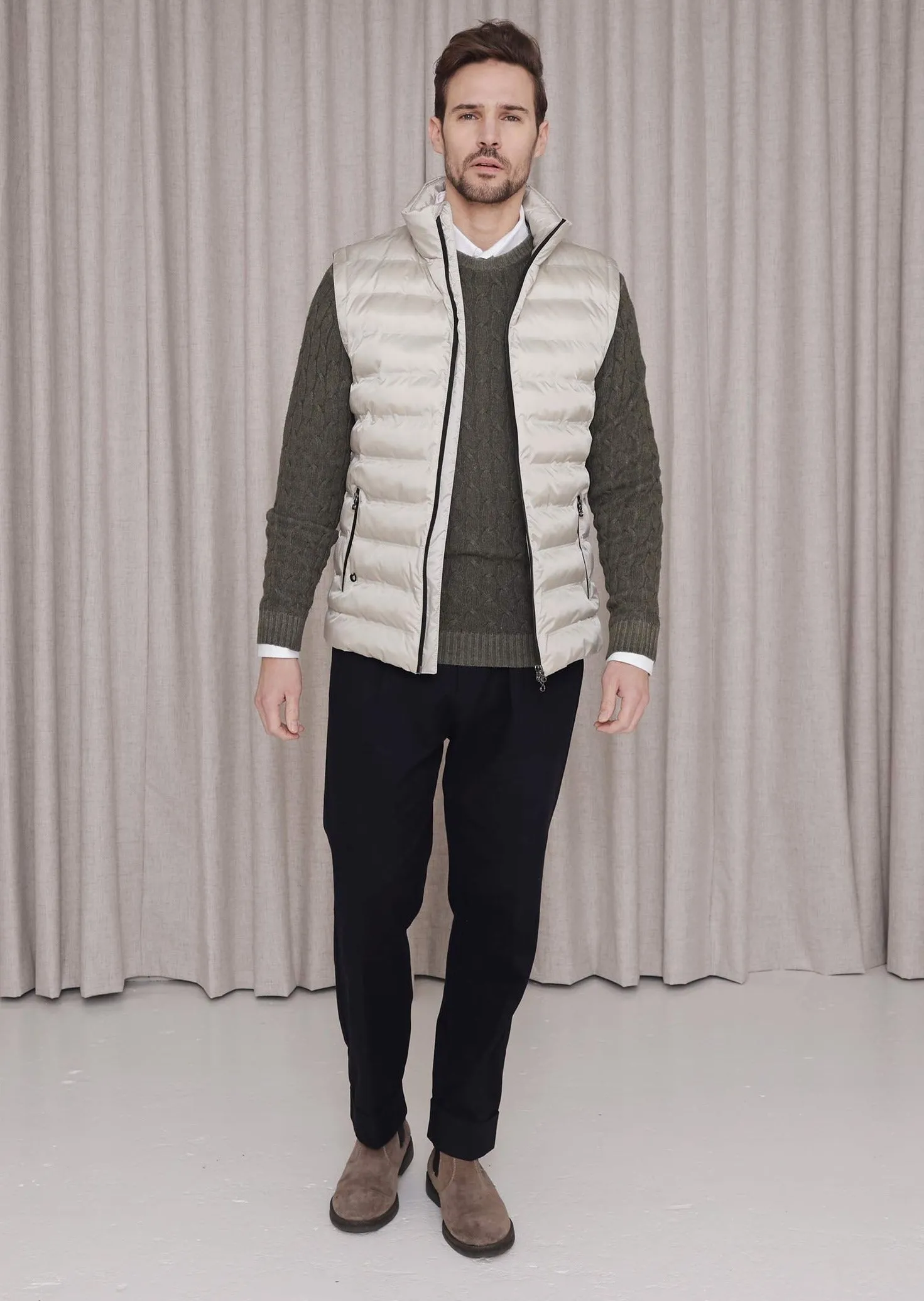 Men's 3-in-1 Down Jacket & Bodywarmer - Ivory