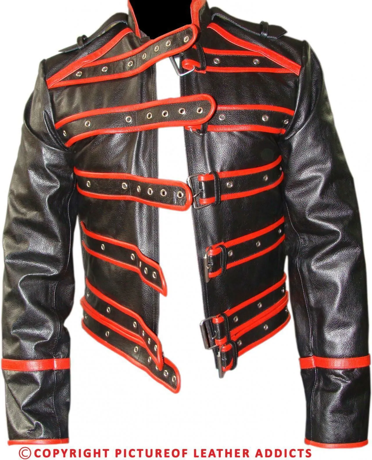 Men’s Black And Red Leather Rockstar Freddie Mercury Jacket Wembley