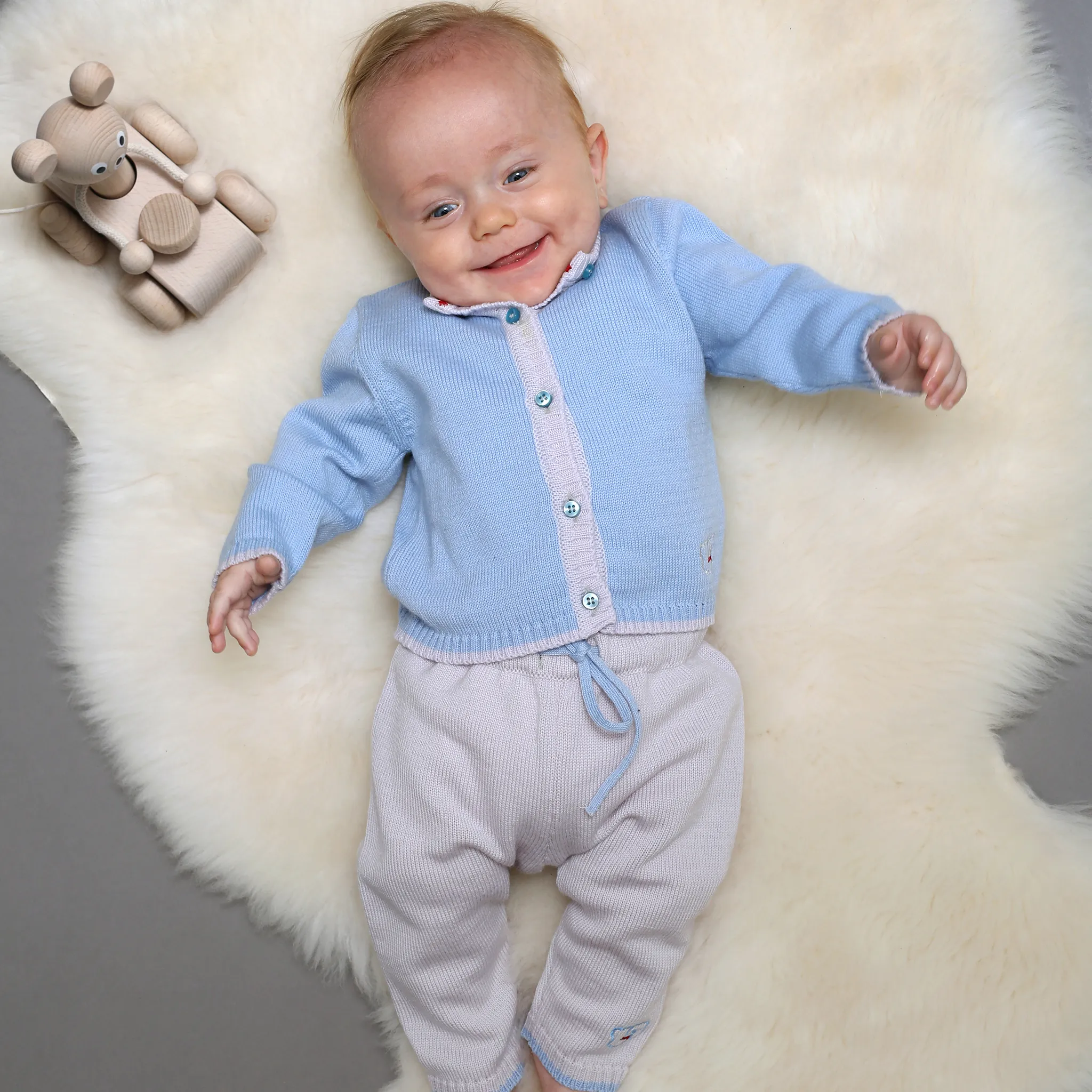 Merino Baby Cardigan - Beau Blue