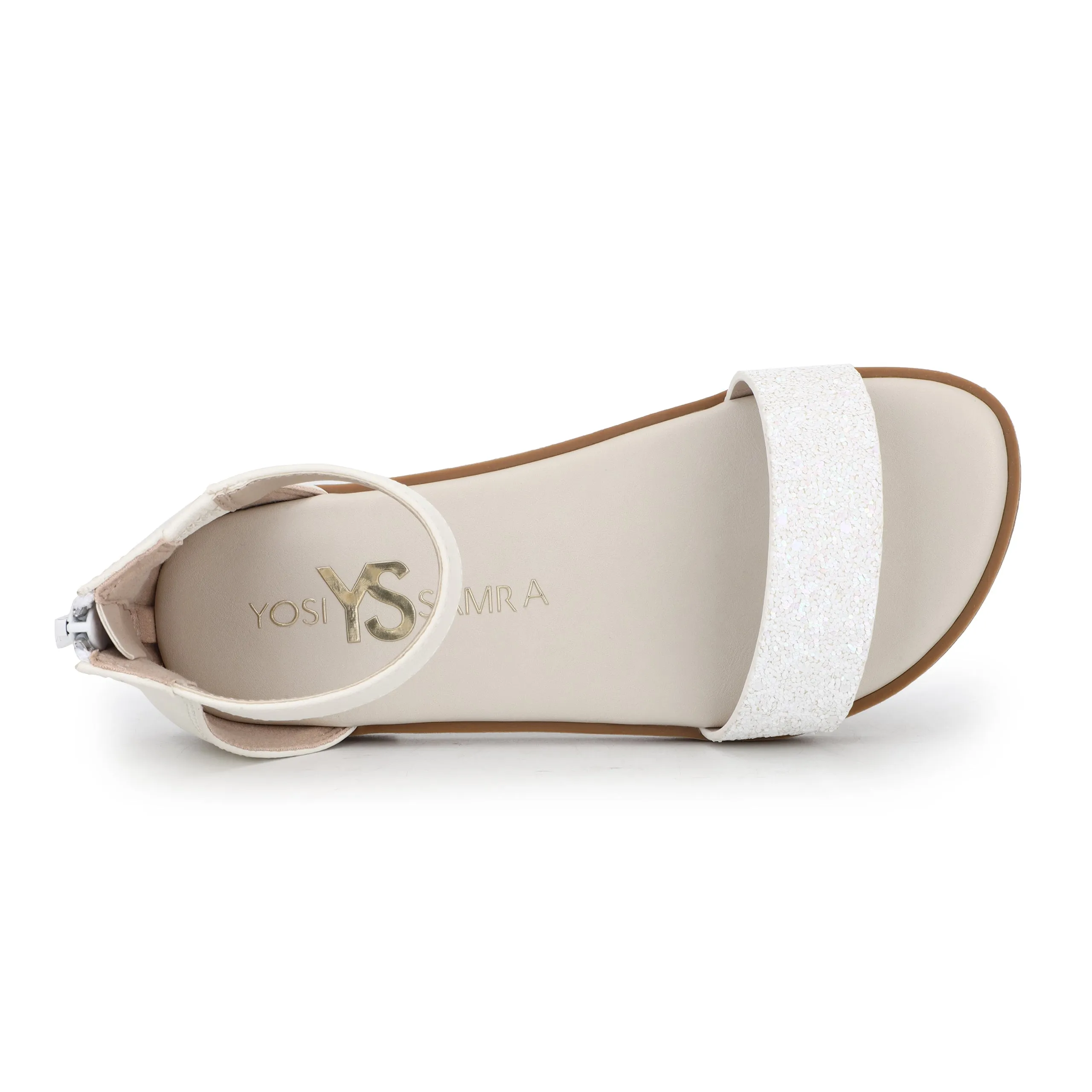 Miss Cambelle Glitter Sandal in White - Kids